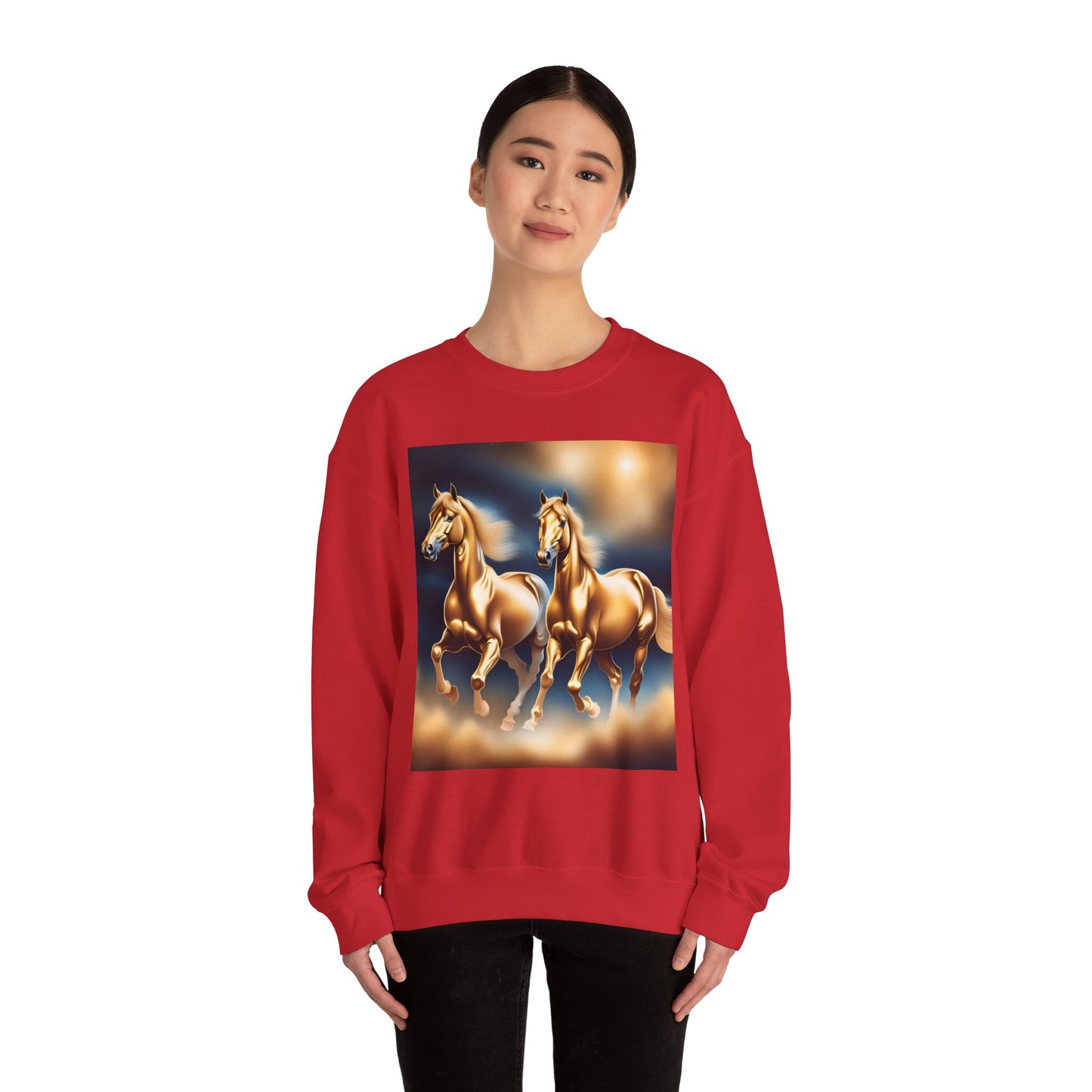 Unisex Heavy Blend™ Crewneck Sweatshirt 2 horses woman Man