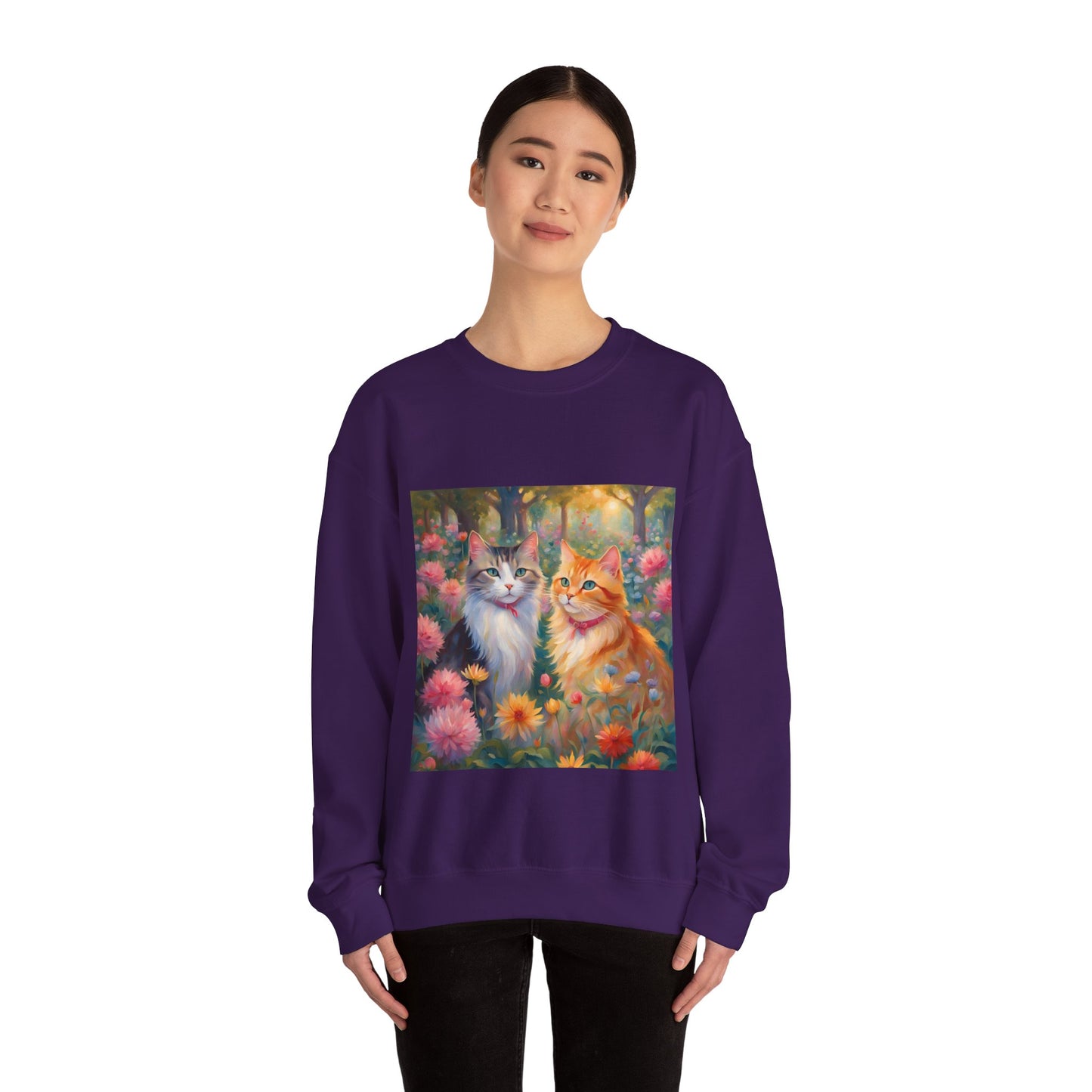 Copy of Unisex Heavy Blend™ Crewneck Sweatshirt woman Man two cats