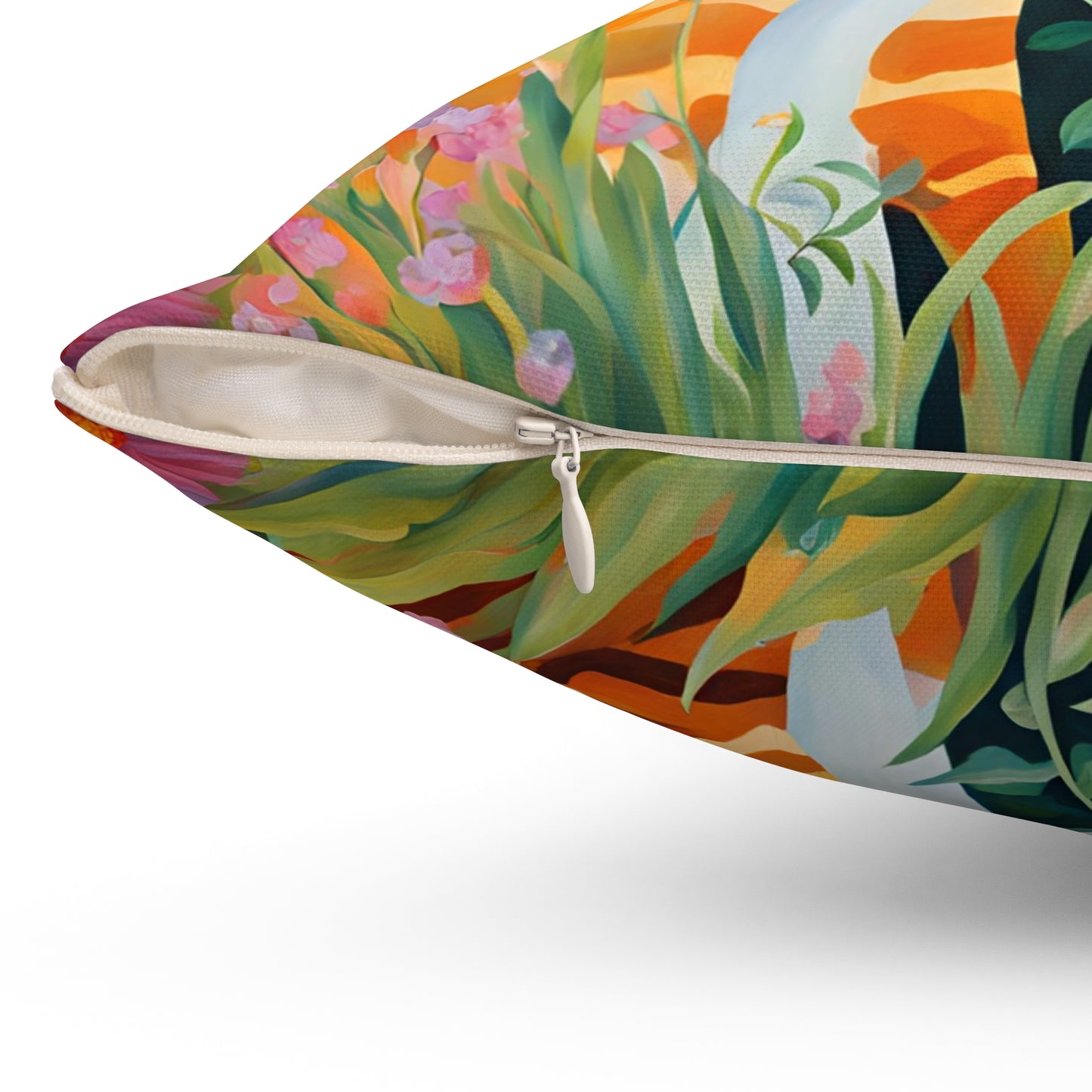 Spun Polyester Square Pillow Two cats