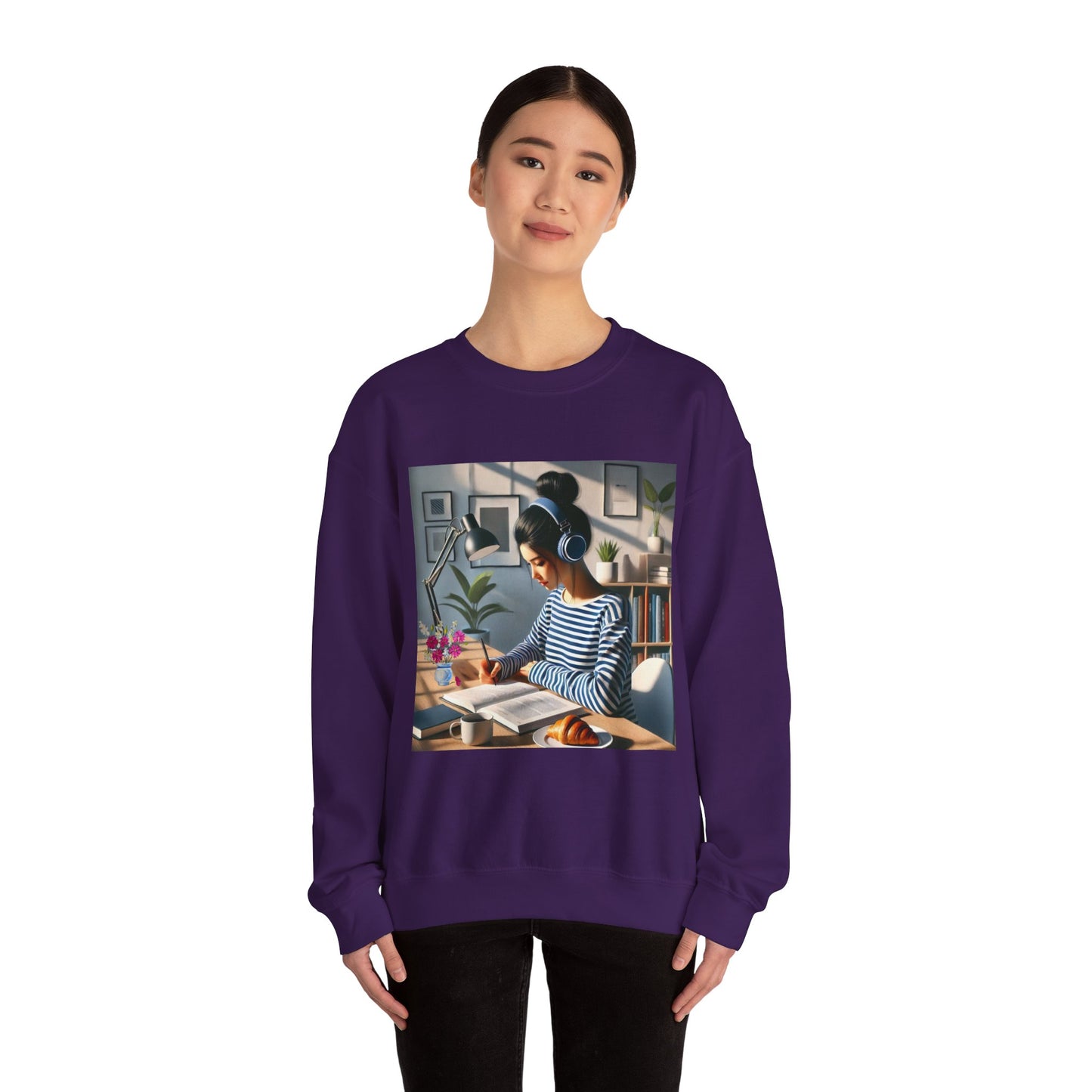 Unisex Man woman Heavy Blend™ Crewneck Sweatshirt woman is working