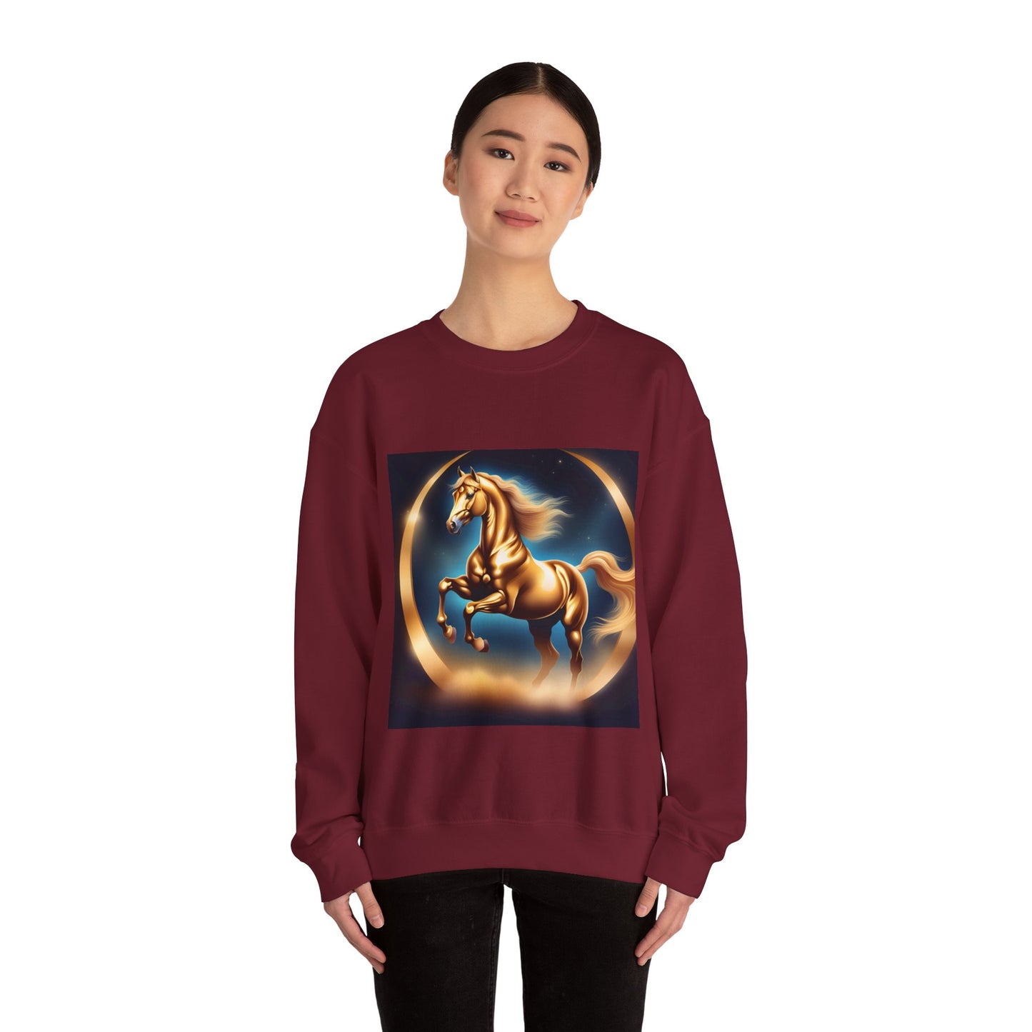 Unisex Heavy Blend™ Crewneck Sweatshirt one horse woman Man