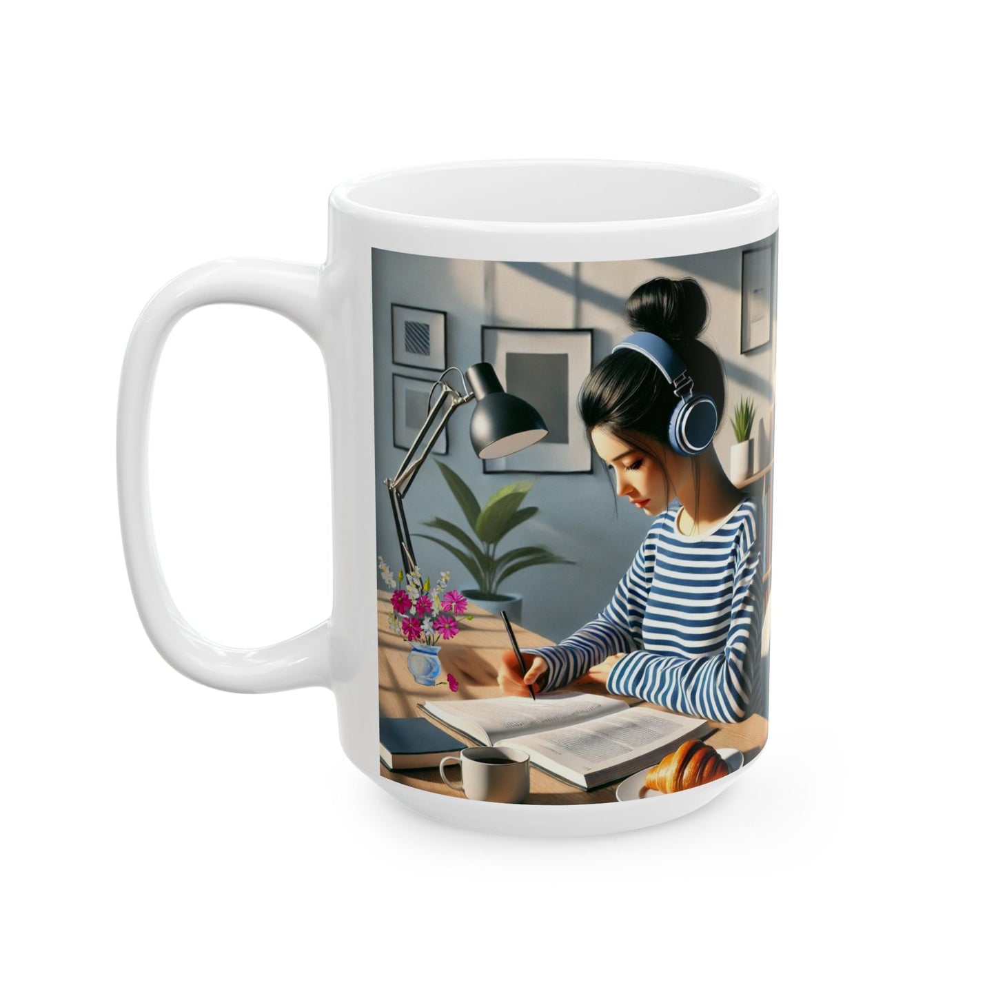 Ceramic Mug, (11oz, 15oz) woman working Cup Present Gift Coffee Birthday