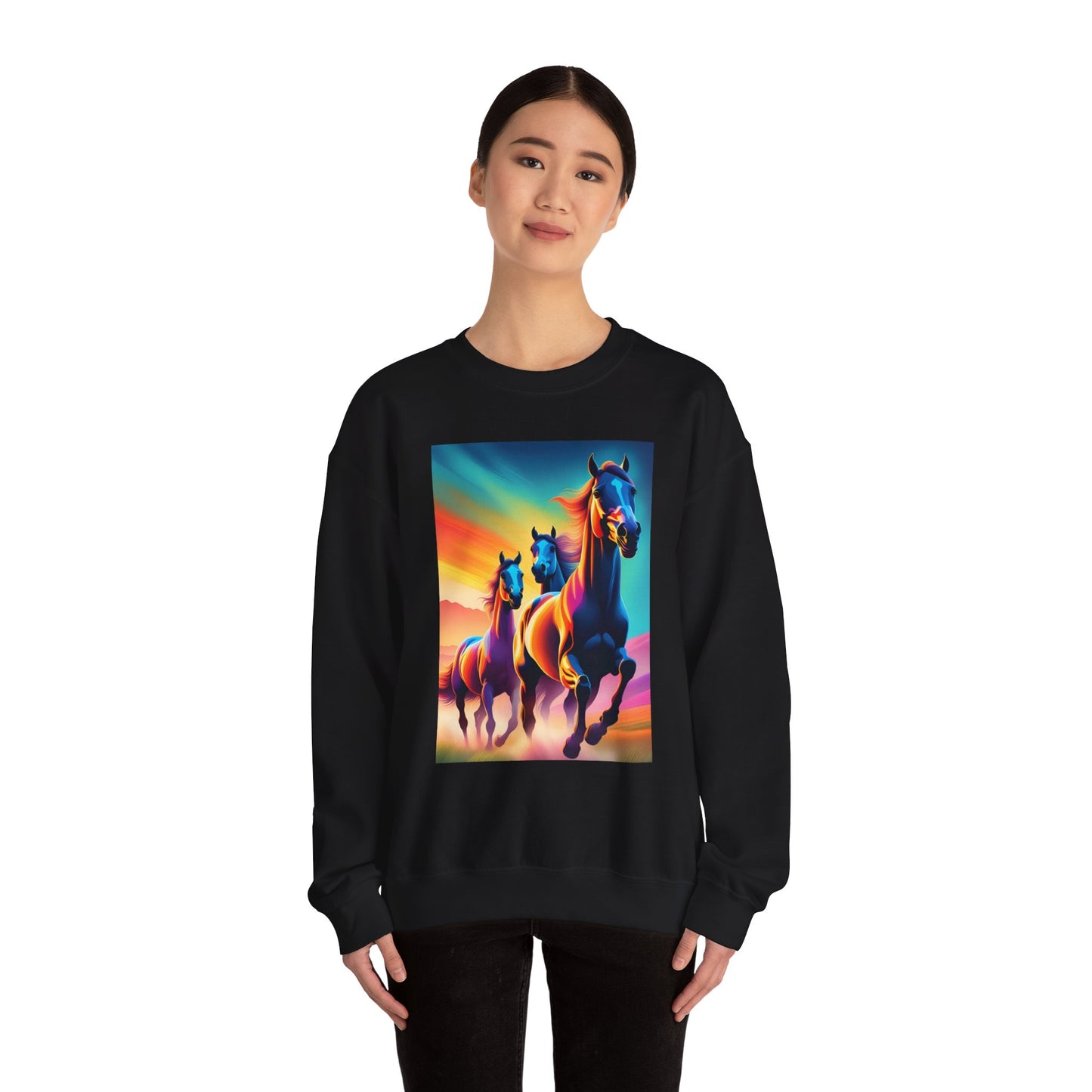 Unisex Heavy Blend™ Crewneck Sweatshirt horses woman Man