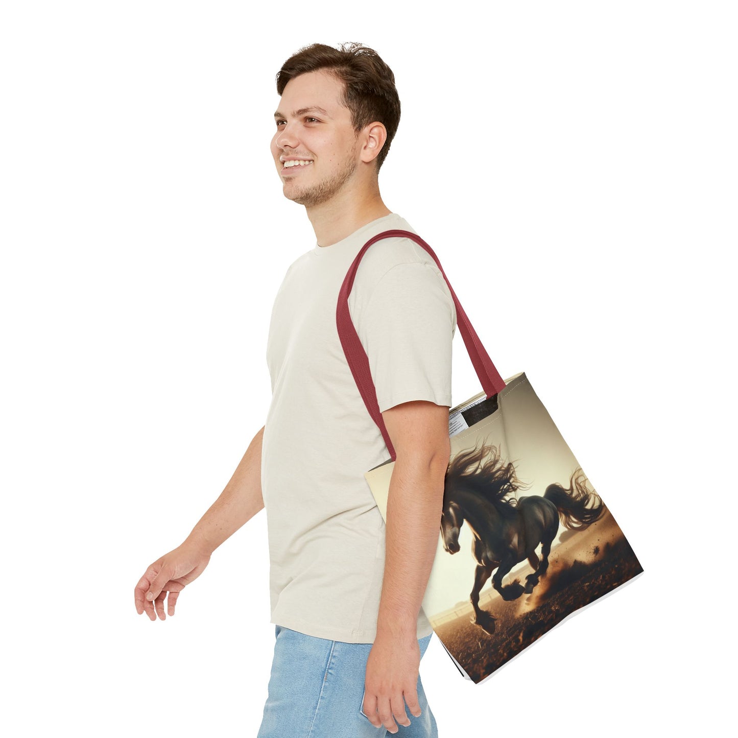 Galloping Horse Tote Bag, Equestrian Gift, Animal Lover Bag, Bohemian Style,