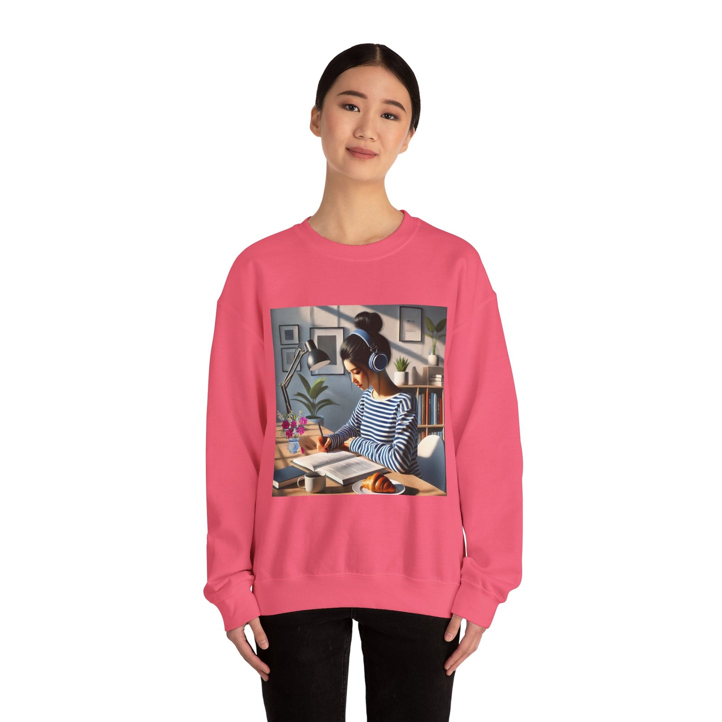 Unisex Man woman Heavy Blend™ Crewneck Sweatshirt woman is working