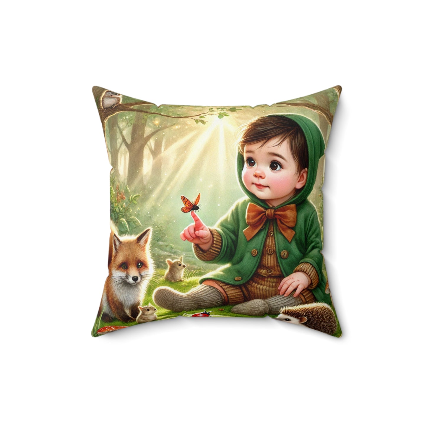 Coussin fantaisie pour enfant, motif forêt, décoration d'intérieur cosy, décoration de chambre d'enfant, amoureux de la nature