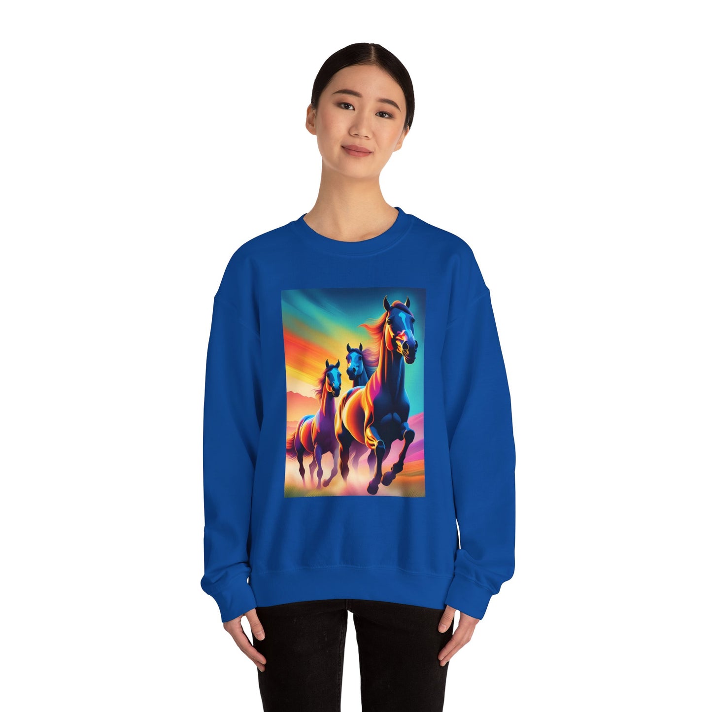 Unisex Heavy Blend™ Crewneck Sweatshirt horses woman Man