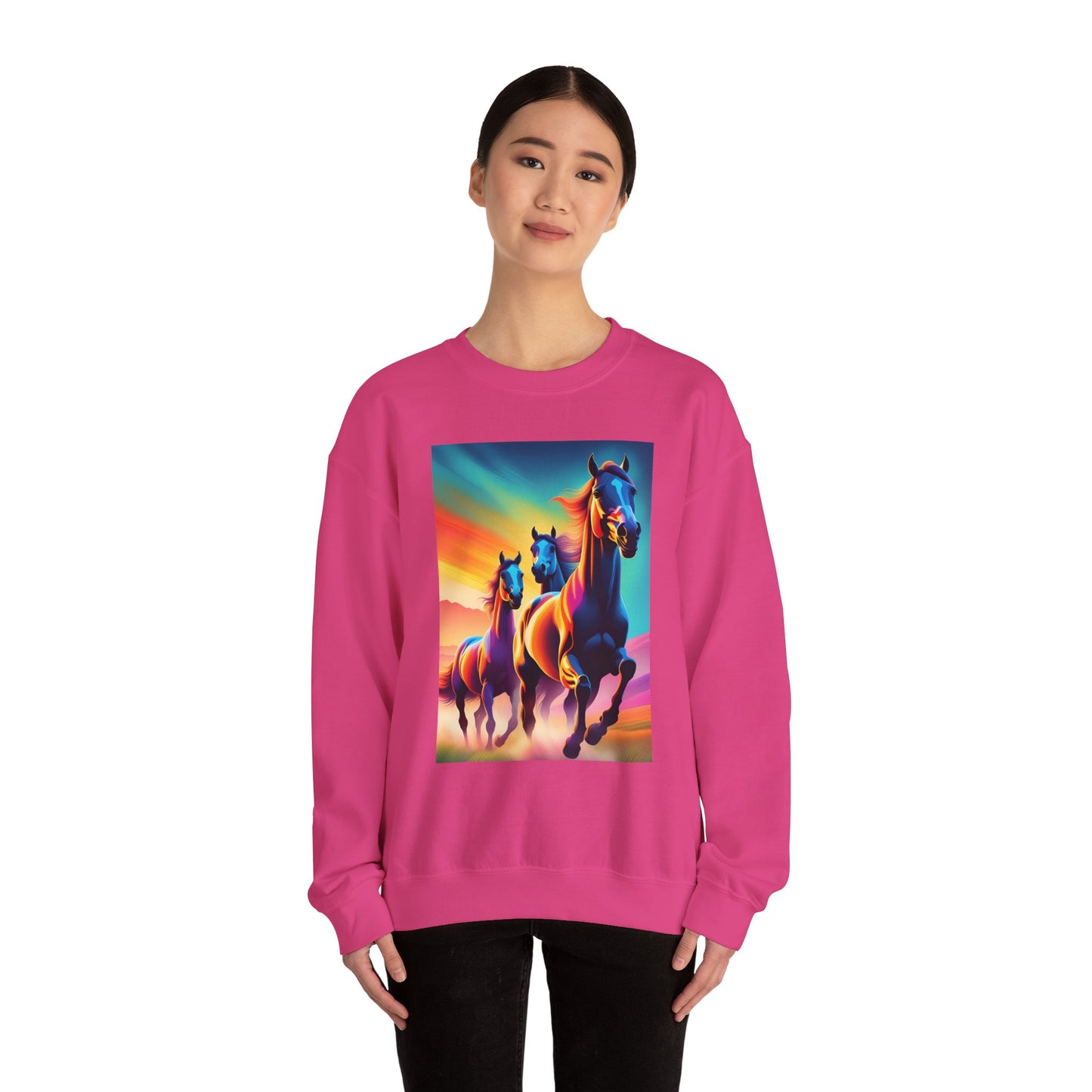 Unisex Heavy Blend™ Crewneck Sweatshirt horses woman Man
