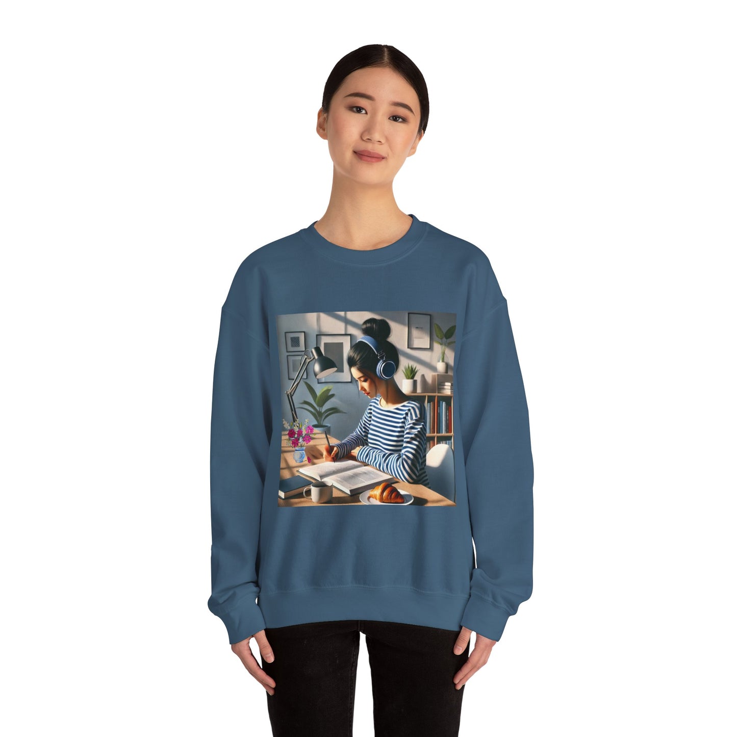 Unisex Man woman Heavy Blend™ Crewneck Sweatshirt woman is working
