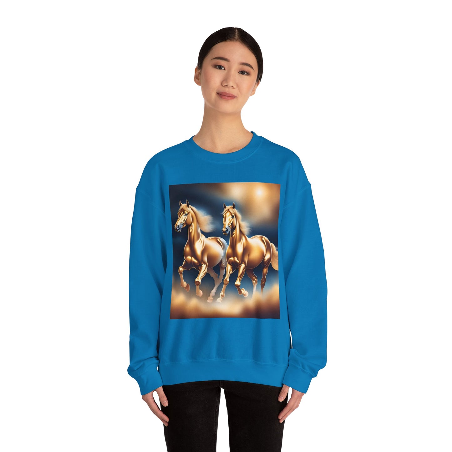 Unisex Heavy Blend™ Crewneck Sweatshirt 2 horses woman Man