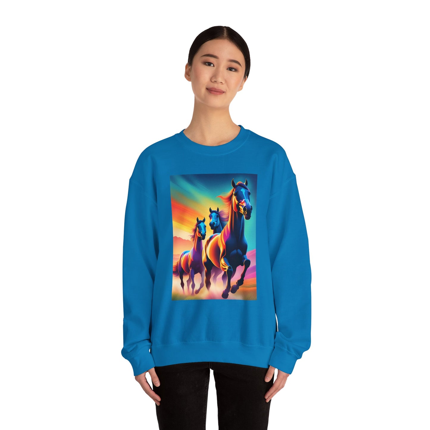 Unisex Heavy Blend™ Crewneck Sweatshirt horses woman Man