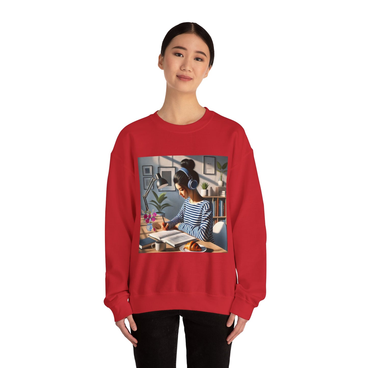 Unisex Man woman Heavy Blend™ Crewneck Sweatshirt woman is working