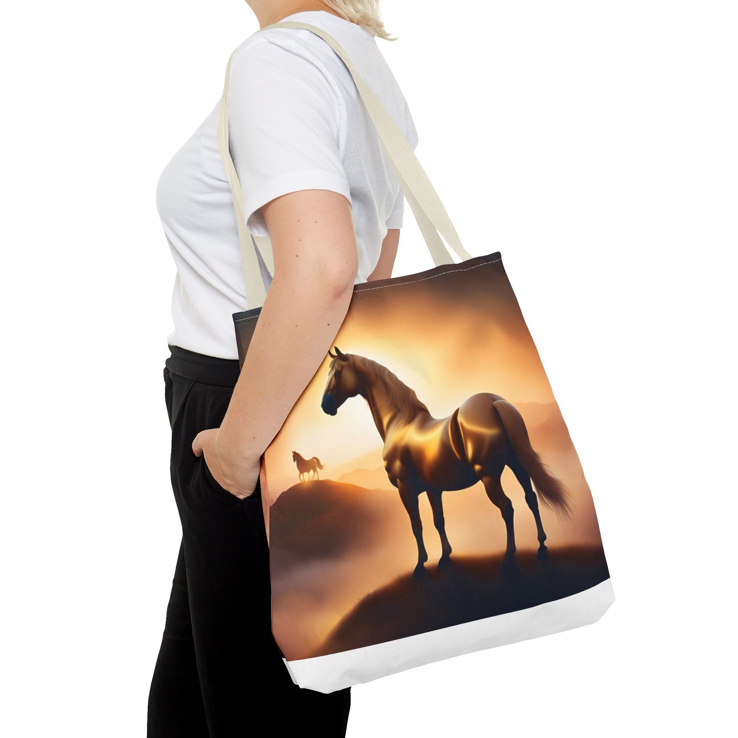Galloping Horse Tote Bag, Equestrian Gift, Bag for Animal Lover, Bohemian Style,