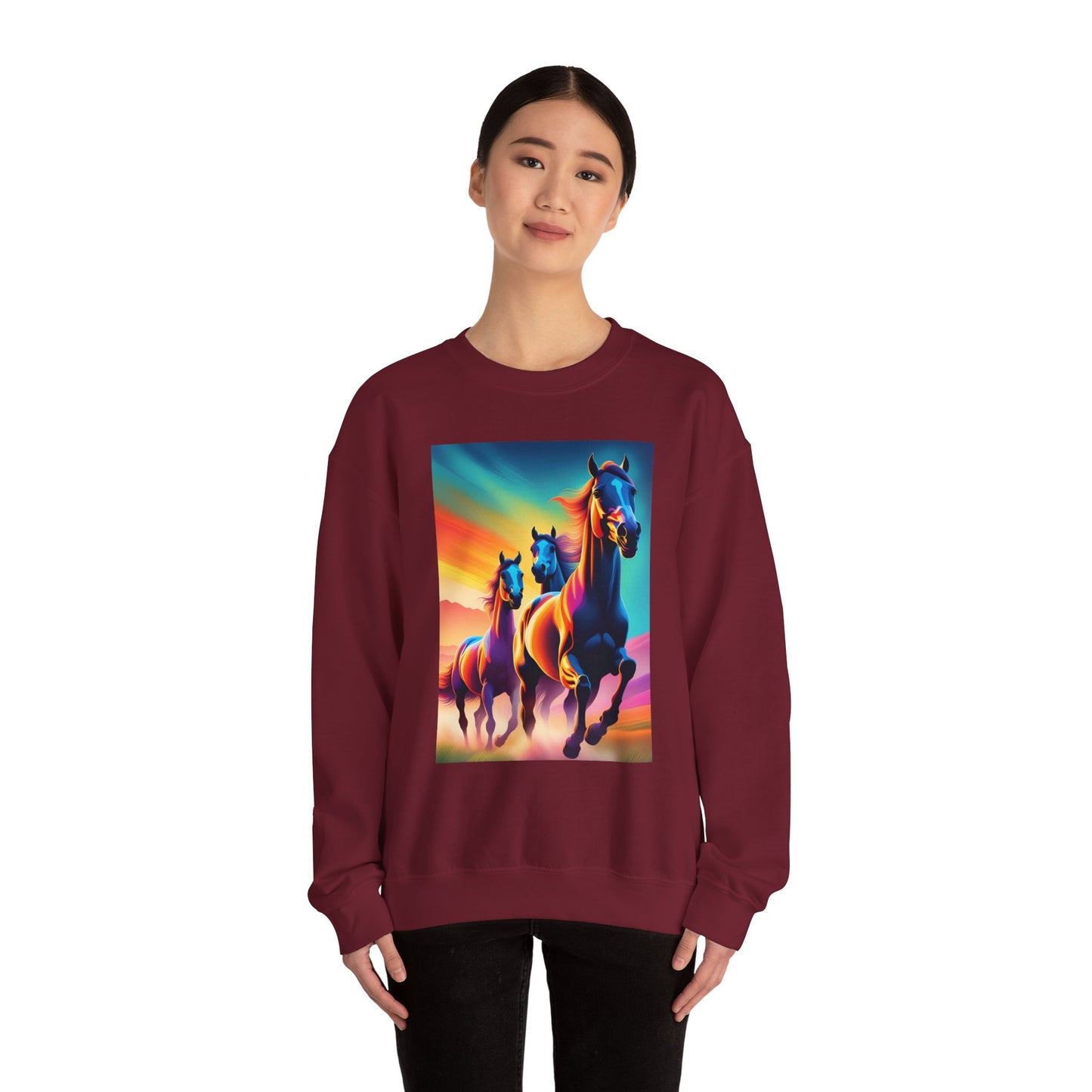Unisex Heavy Blend™ Crewneck Sweatshirt horses woman Man