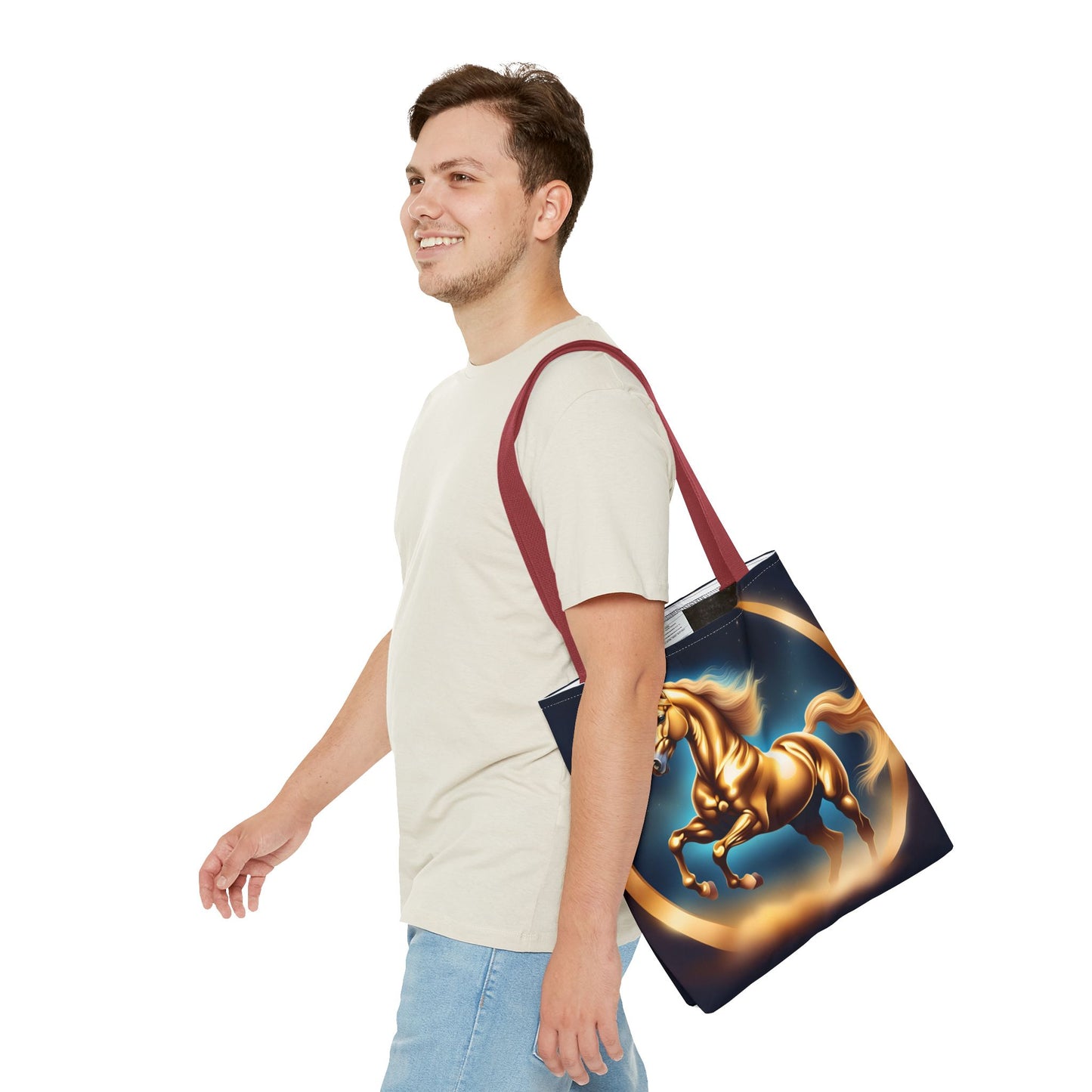 Golden Horse Tote Bag, Equestrian Gifts, Animal Lover Bag, Unique Shopping Tote,