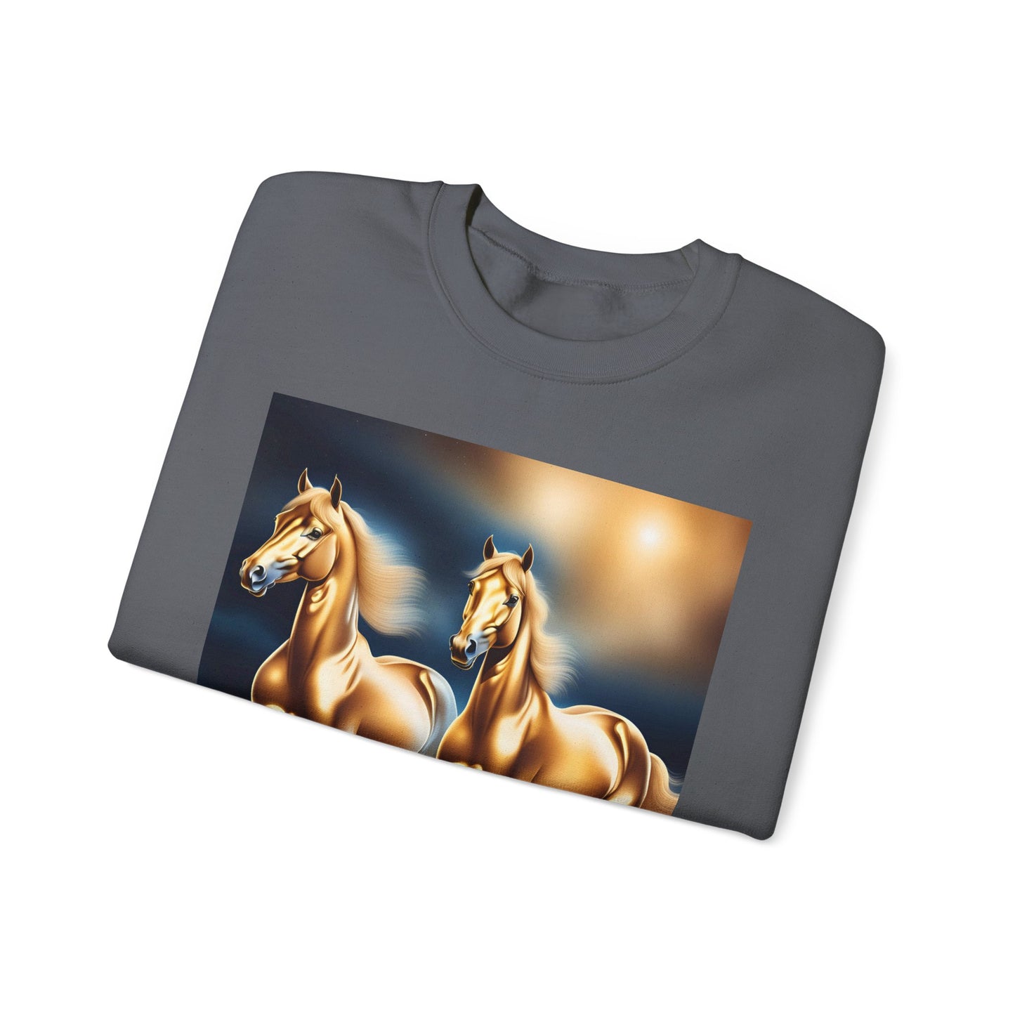 Unisex Heavy Blend™ Crewneck Sweatshirt  2 horses  woman Man