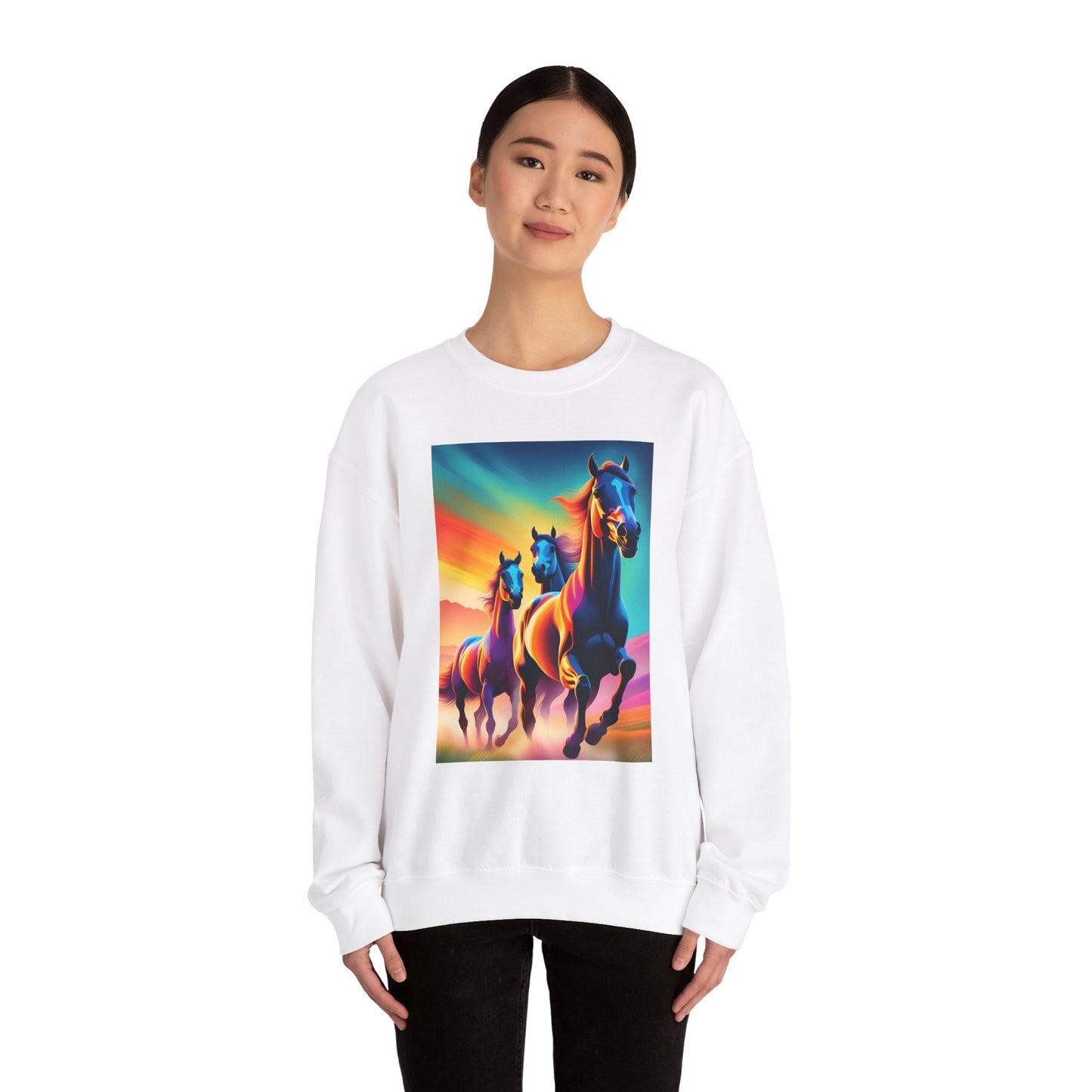 Unisex Heavy Blend™ Crewneck Sweatshirt  horses woman Man