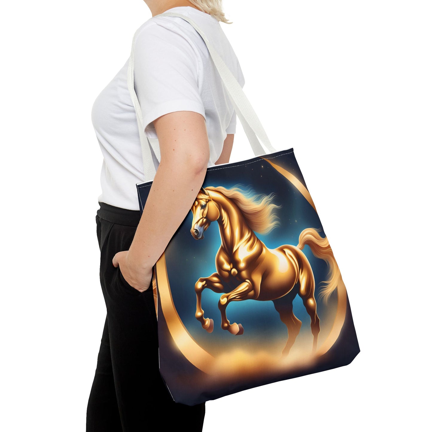 Golden Horse Tote Bag, Equestrian Gifts, Animal Lover Bag, Unique Shopping Tote,