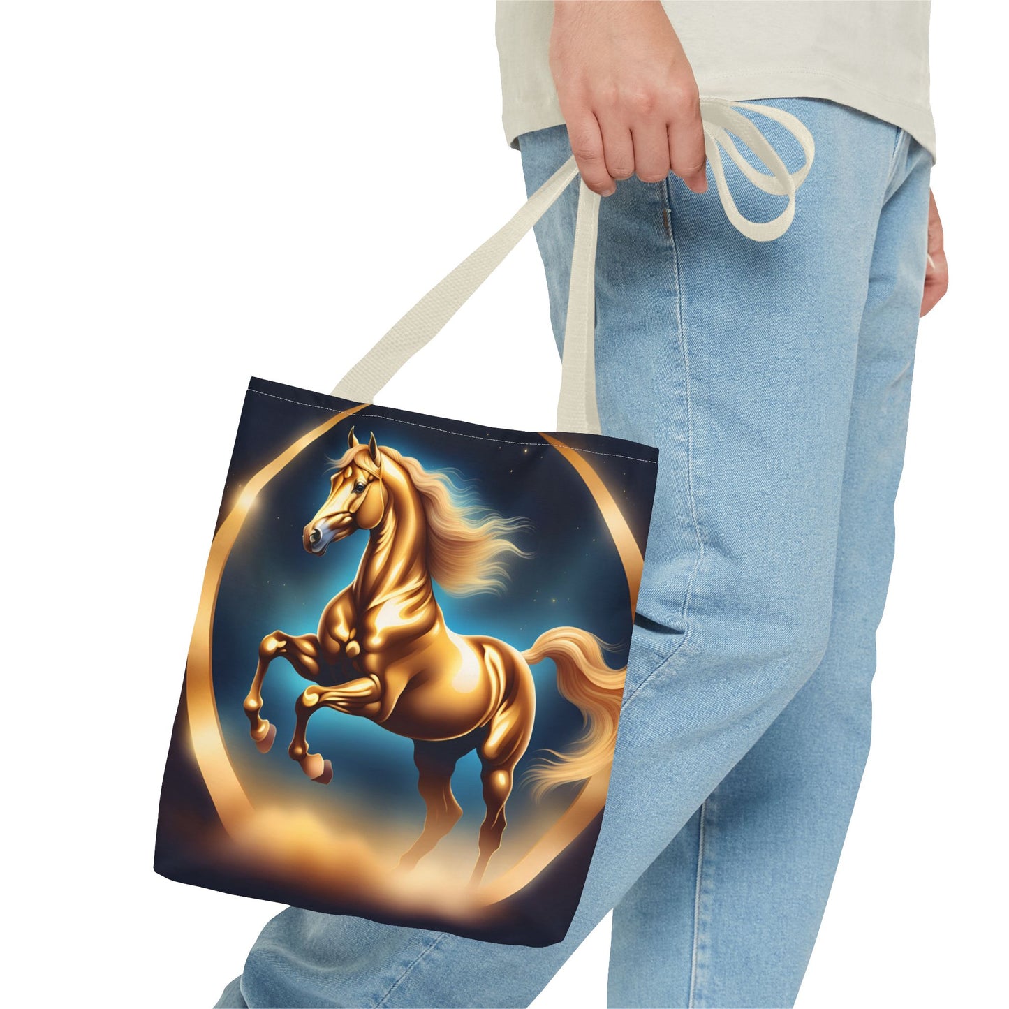 Golden Horse Tote Bag, Equestrian Gifts, Animal Lover Bag, Unique Shopping Tote,