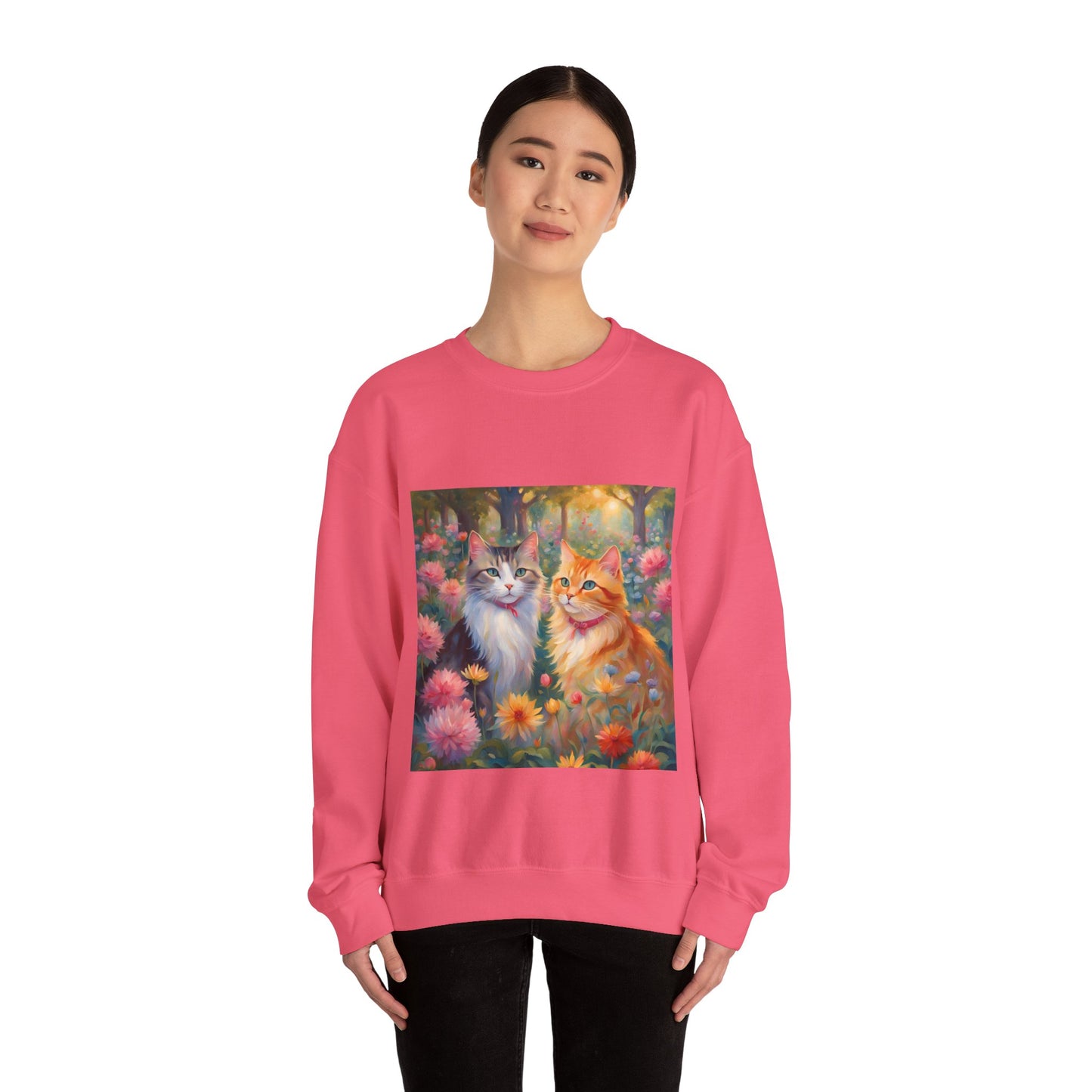 Copy of Unisex Heavy Blend™ Crewneck Sweatshirt woman Man two cats