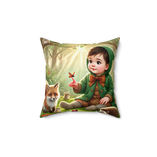 Coussin fantaisie pour enfant, motif forêt, décoration d'intérieur cosy, décoration de chambre d'enfant, amoureux de la nature